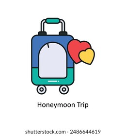Honeymoon Trip vector Filled outline Design illustration. Symbol on White background EPS 10 File 