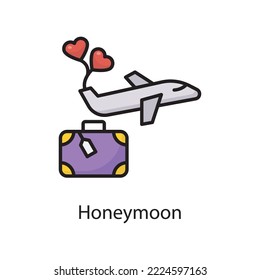 Honeymoon  Vector Filled Outline Icon Design illustration. Love Symbol on White background EPS 10 File