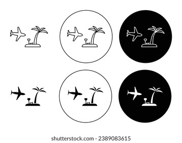 Honeymoon vector line icon set suitable for apps and websites UI designs. Love trip plane illustration suitable for apps and websites.