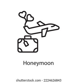 Honeymoon  Vector Outline Icon Design illustration. Love Symbol on White background EPS 10 File
