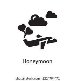 Honeymoon  Vector Solid Icon Design illustration. Love Symbol on White background EPS 10 File