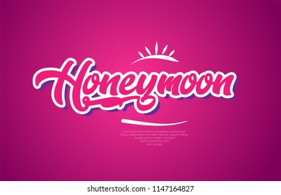 honeymoon word typography design in pink color suitable for logo, banner or text design