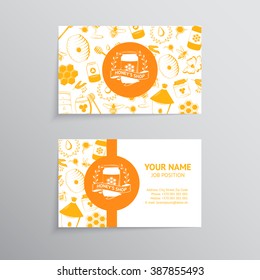 Honey's shop visiting template for your design. Honey jar logotype