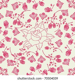 Honeysuckle Pink Seamless Floral Background