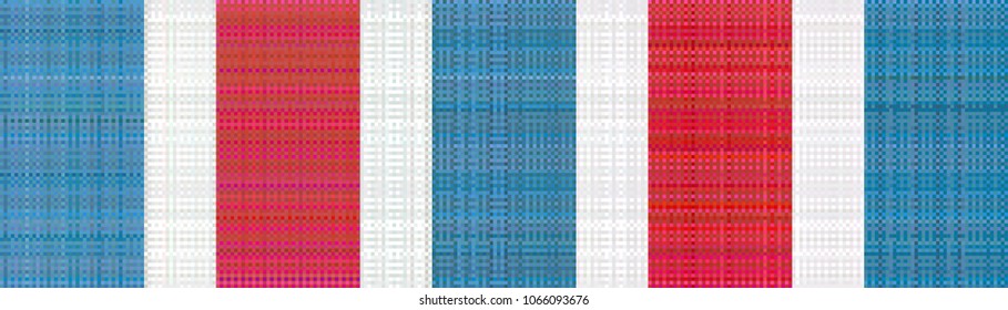 Hong Kong 60s, 70s Red-White-Blue nylon canvas bag pattern (vertical stripes version)