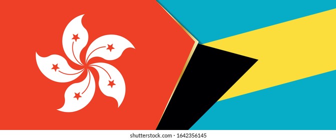 Hong Kong and The Bahamas flags, two vector flags symbol of relationship or confrontation.
