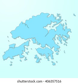 Hong Kong blue map on degraded background vector
