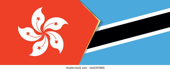Hong Kong and Botswana flags, two vector flags symbol of relationship or confrontation.