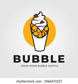 Hong Kong bubble waffle logo template, doodle style illustration