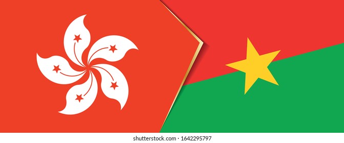 Hong Kong and Burkina Faso flags, two vector flags symbol of relationship or confrontation.