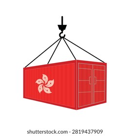 Hong Kong Cargo Container Crane Hook Freight Shipping Logistics Vector.             