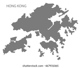 Hong Kong China Map In Grey