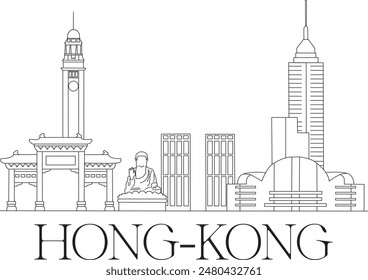 Hong Kong City Line Draw Free Vector