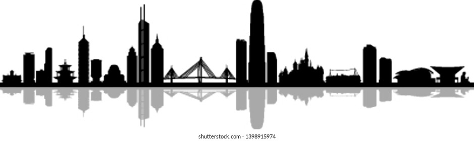 Hong Kong City Silhouette Skyline Vecotr Stock Vector Royalty Free 1398915974 Shutterstock 9561