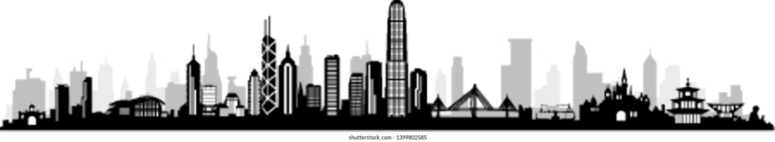 Hong Kong City Silhouette Skyline 