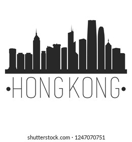 Hong Kong. City Skyline. Silhouette City. Design Vector. Famous Monuments.