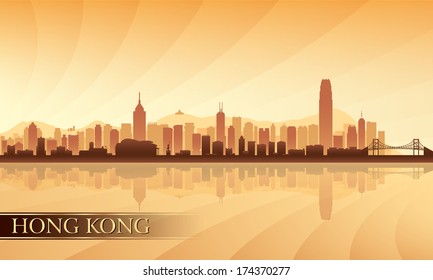 Hong Kong city skyline silhouette background, vector illustration