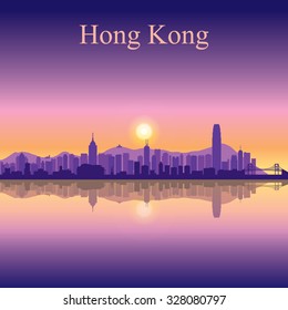 Hong Kong city skyline silhouette background, vector illustration