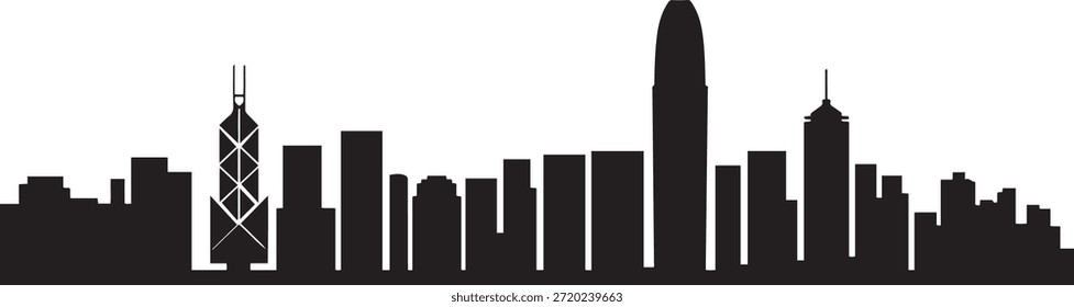 Vector del horizonte de la ciudad de Hong Kong. silueta negra del Vector del diseño
