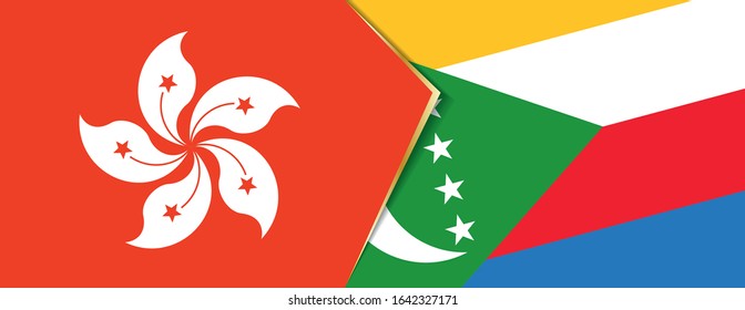 Hong Kong and Comoros flags, two vector flags symbol of relationship or confrontation.
