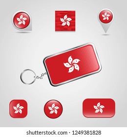 Hong Kong Country Flag on Keychain and map pin different style