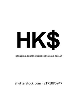 Hong Kong Currency, HKD, Hong Kong Dollar Icon Symbol. Vector Illustration