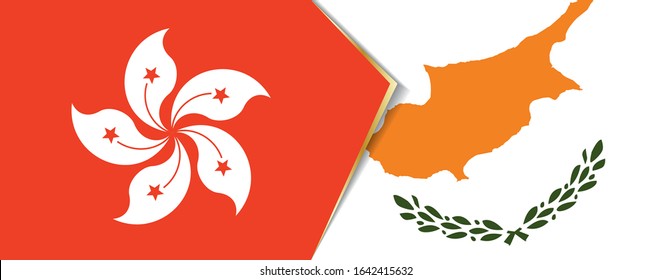 Hong Kong and Cyprus flags, two vector flags symbol of relationship or confrontation.