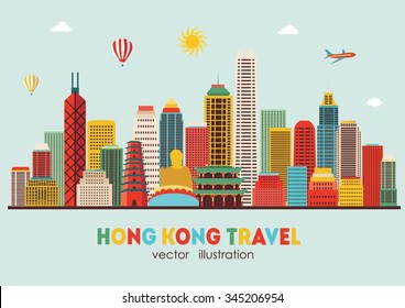 Hong Kong detailed silhouette. Vector illustration