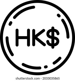 Hong Kong Dollar Coin Icon Vector Illustration