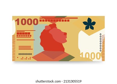 Hong Kong Dollar Vector Illustration. Hong Kong, Macau money set bundle banknotes. Paper money 1000 HKD. Flat style. Isolated on white background. Simple minimal design.