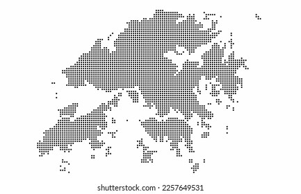 Hong Kong dotted map with grunge texture in dot style. Abstract vector illustration of a country map with halftone effect for infographic. 