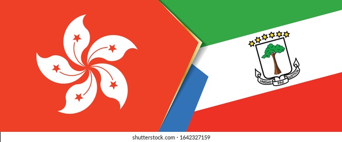 Hong Kong and Equatorial Guinea flags, two vector flags symbol of relationship or confrontation.
