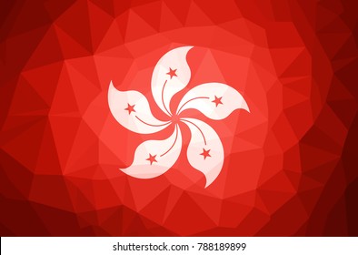 Hong Kong Flag Abstract polygon background. Vector and illustration