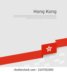 Hintergrund der Flagge Hongkongs. Staatliches patriotisches Banner, Cover. farbige Schleifenflagge auf weißem Hintergrund. Nationales Poster. Vektorflachdesign