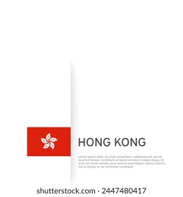 Fondo de la bandera de Hong Kong. Anuncio patriótico estatal de Hong Kong, tapa. Plantilla de documento con indicador sobre fondo blanco. Afiche nacional. Folleto de negocios. Ilustración vectorial, diseño simple