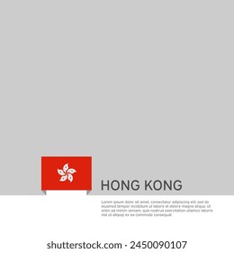 Fondo de la bandera de Hong Kong. Anuncio patriótico estatal de Hong Kong, tapa. Plantilla de documento con indicador sobre fondo blanco. Afiche nacional. Folleto de negocios. Ilustración vectorial, diseño simple
