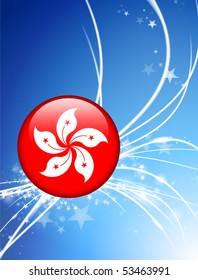 Hong Kong Flag Button on Abstract Light Background Ilustração original