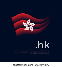 Hong Kong flag. Colored stripes of the hong kong flag on a dark background. Vector stylized design of national poster with hk domain, place for text. State patriotic banner, cover