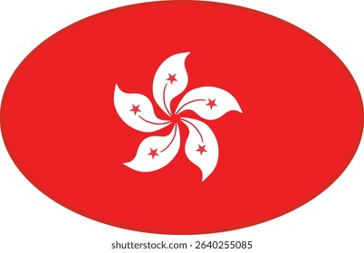 Hong Kong flag ellipse shaped. vector	
