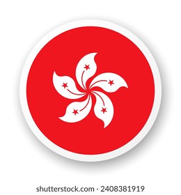 Hong Kong flag flat icon. Round vector element with shadow underneath. Best for mobile apps, UI and web design.