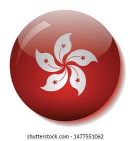 Hong Kong flag glass button vector illustration