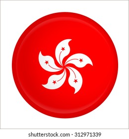 hong kong flag Glossy Button - Vector
