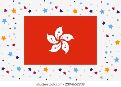 Hong Kong Flag Independence Day Celebration With Stars
