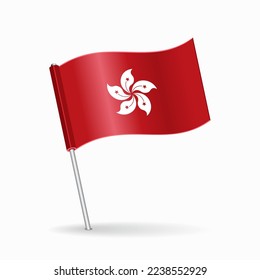 Hong Kong flag map pin pointer layout. Vector.
