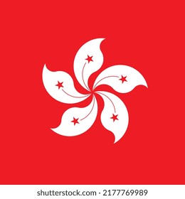 Hong Kong flag, official colors. Vector illustration.