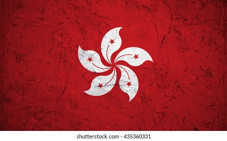Hong Kong flag on grunge paper.