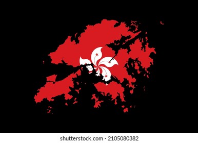 Hong Kong  flag on map isolated  on png or transparent  background,Symbol of Hong Kong,template for banner,advertising, commercial, and business matching country,vector illustration