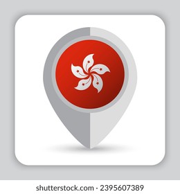 Icono de mapa de pines de bandera de Hong Kong