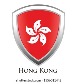 hong kong  flag shield logo icon vector
