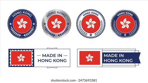 Hong Kong Flag Stamp. Made in Stamp Isolated in White Background. Symbol, Vector, Icon, Illustration.